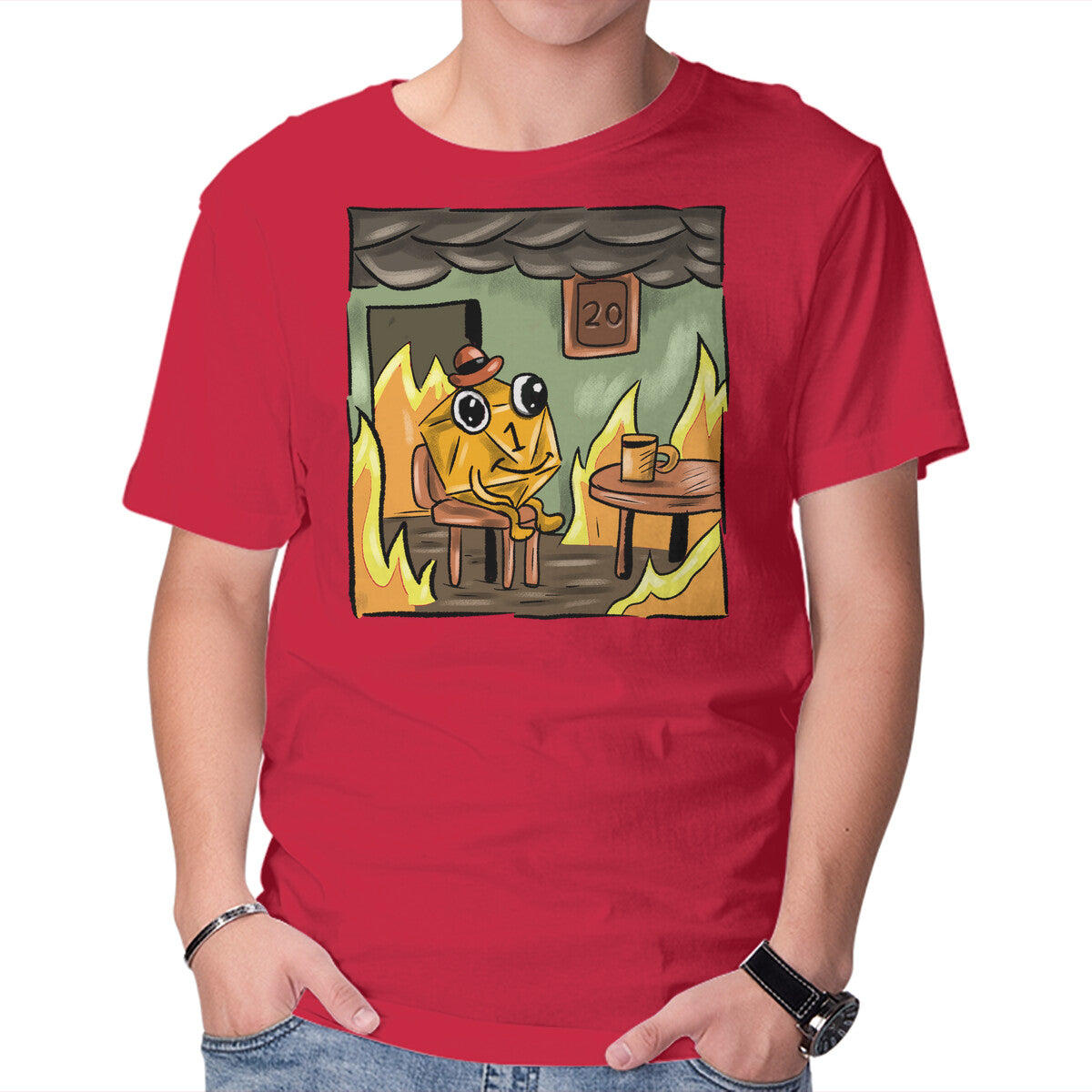 Bad Dice – Gaming Graphic T-Shirt in red, product display