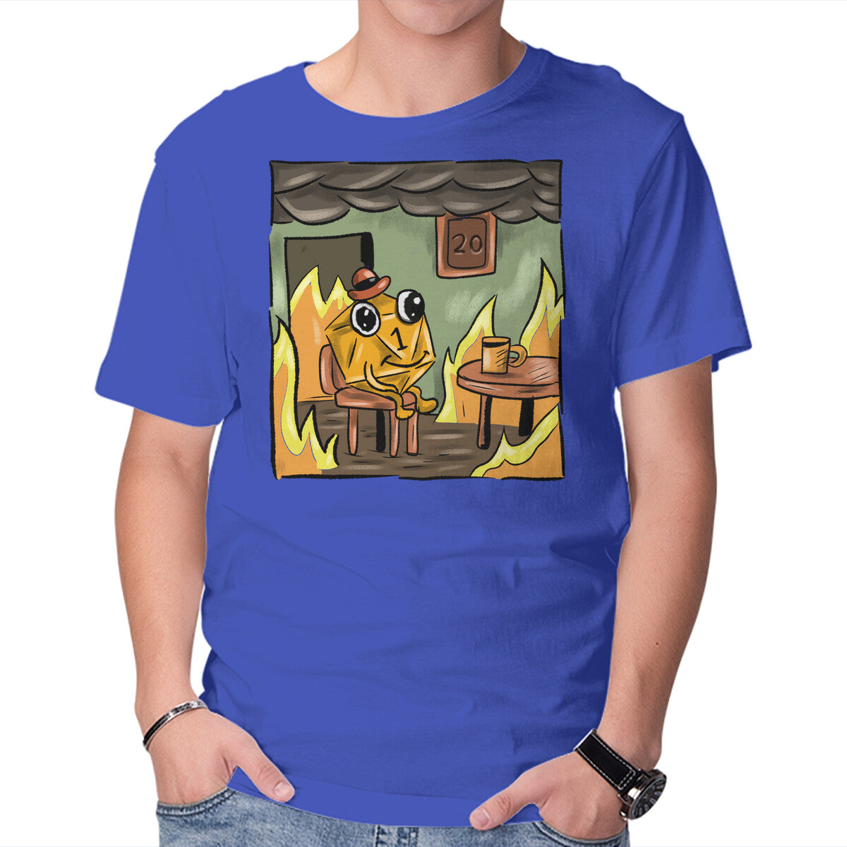 Bad Dice – Gaming Graphic T-Shirt in royal blue, product display