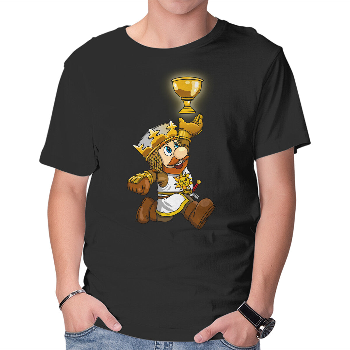 Super Grail Bros – Gaming Graphic T-Shirt in black, product display