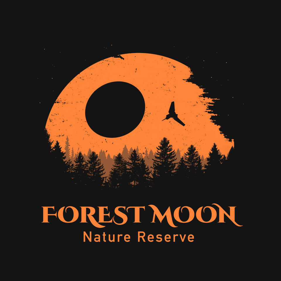 Forest Moon Nature Reserve – Sci-Fi Graphic T-Shirt design artwork for black graphic T-shirt