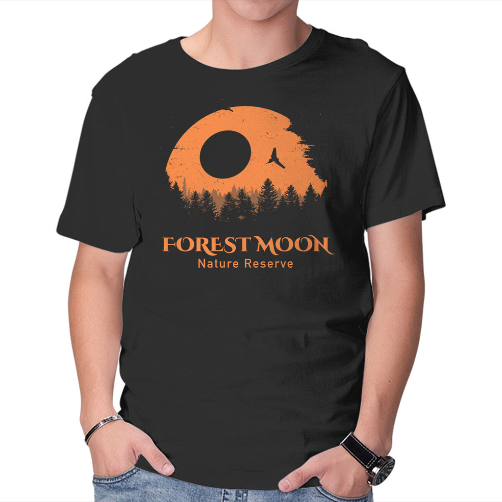 Forest Moon Nature Reserve – Sci-Fi Graphic T-Shirt in black, product display