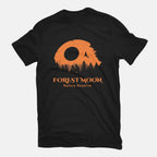 Forest Moon Nature Reserve – Sci-Fi Graphic T-Shirt in black, flat-lay product view