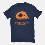 Forest Moon Nature Reserve – Sci-Fi Graphic T-Shirt in navy, flat-lay product view