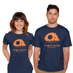 Model wearing navy Forest Moon Nature Reserve – Sci-Fi Graphic T-Shirt