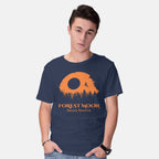 Model wearing navy Forest Moon Nature Reserve – Sci-Fi Graphic T-Shirt