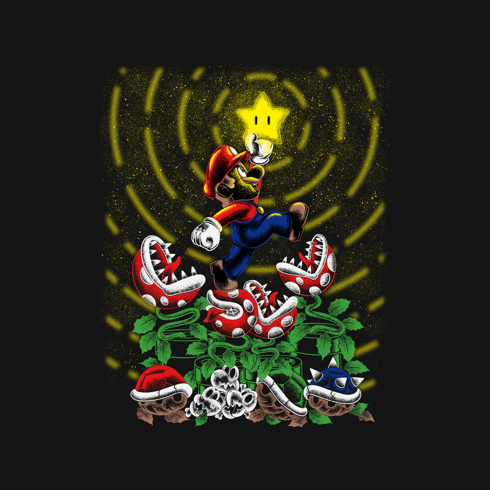 Jumpman Star – Gaming Graphic T-Shirt design artwork for black graphic T-shirt