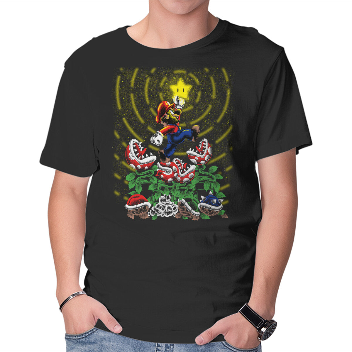 Jumpman Star – Gaming Graphic T-Shirt in black, product display