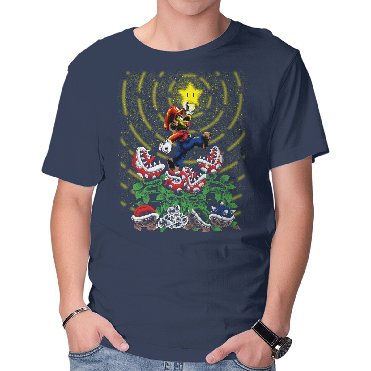 Jumpman Star – Gaming Graphic T-Shirt in navy, product display