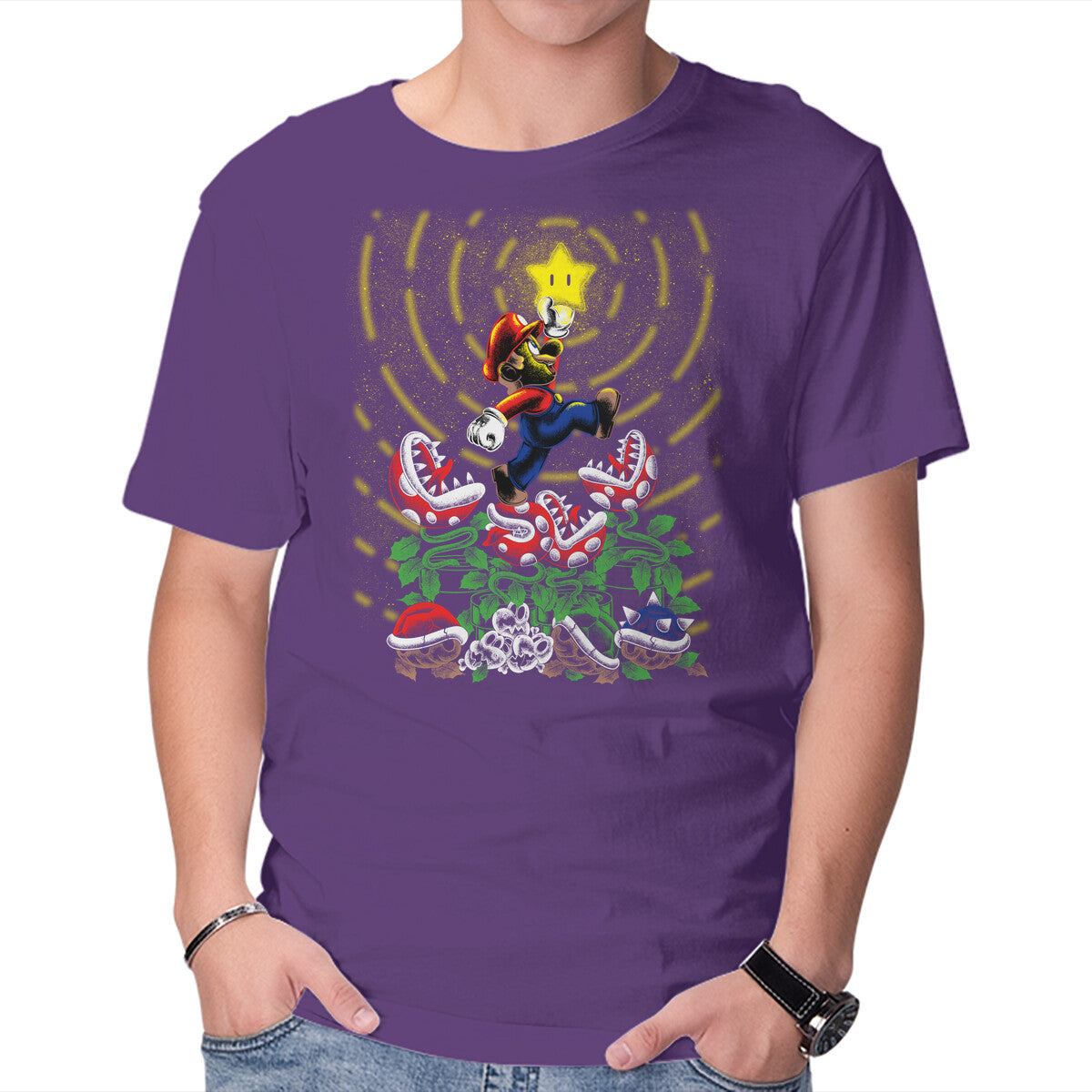 Jumpman Star – Gaming Graphic T-Shirt in purple, product display