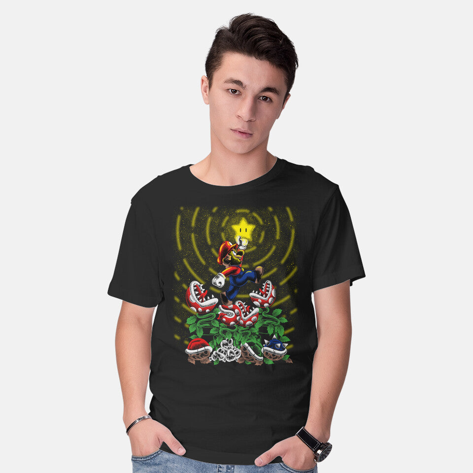 Model wearing black Jumpman Star – Gaming Graphic T-Shirt