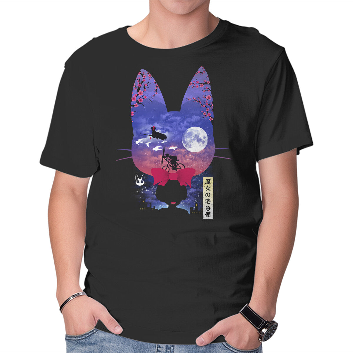 Cat Delivery – Fantasy Graphic T-Shirt in black, product display