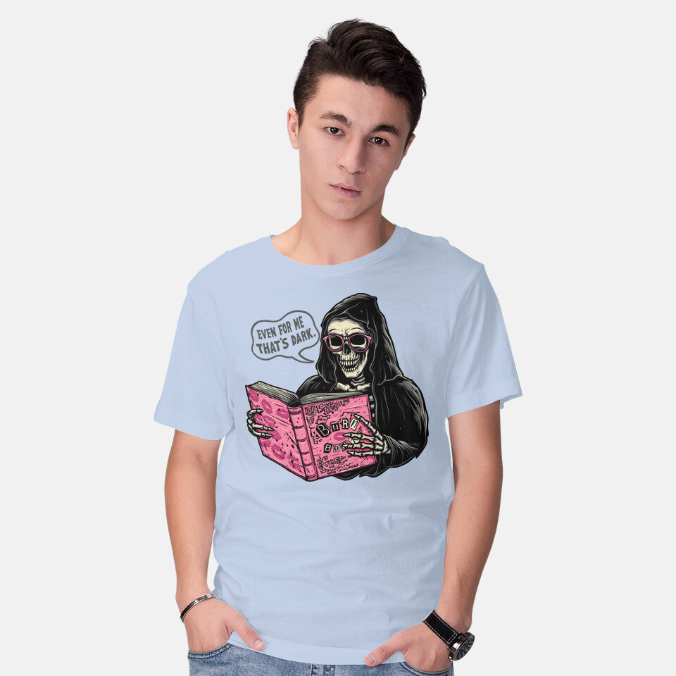 Model wearing blue Burn Book – Movie Graphic T-Shirt