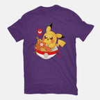 Pocket Ramen – Anime Graphic T-Shirt in purple, flat-lay product view