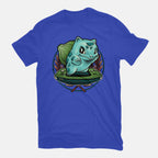 Gamer Bulbasaur – Anime Graphic T-Shirt in royal blue, flat-lay product view
