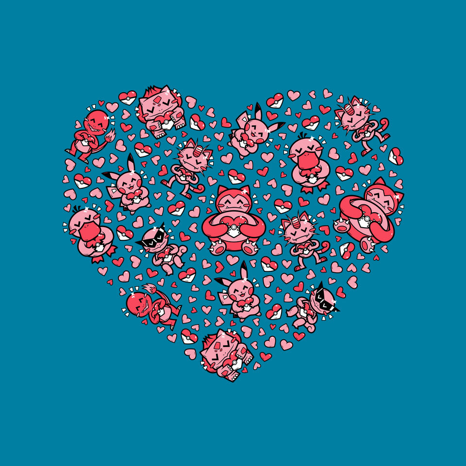 Valen-Mon – Anime Graphic T-Shirt design artwork for turquoise graphic T-shirt