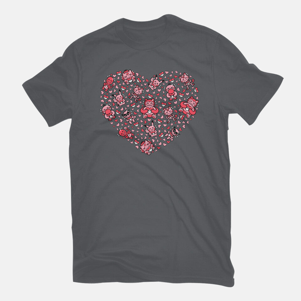 Valen-Mon – Anime Graphic T-Shirt in charcoal, flat-lay product view