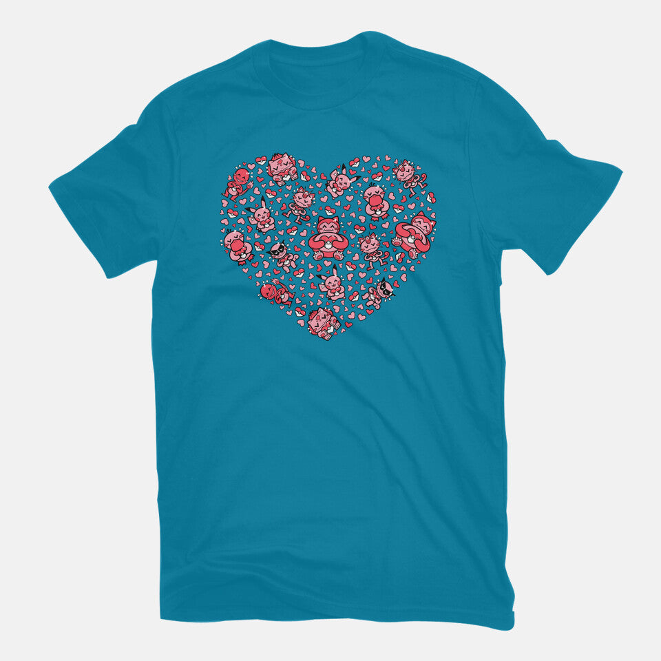 Valen-Mon – Anime Graphic T-Shirt in turquoise, flat-lay product view