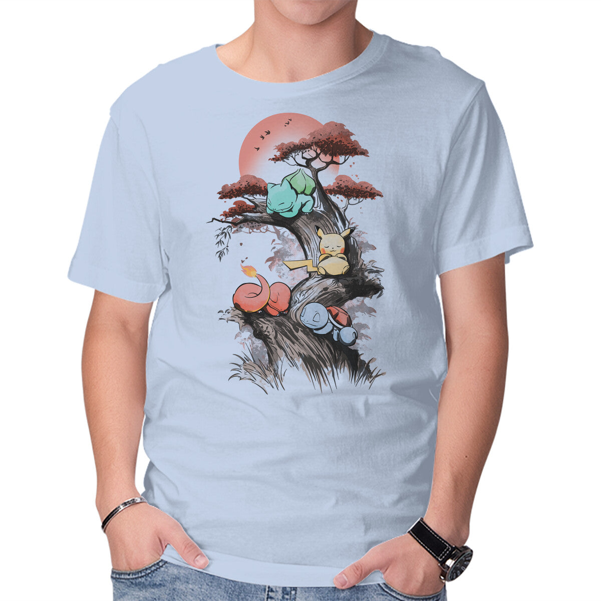 Starters Under The Sun – Anime Graphic T-Shirt in blue, product display