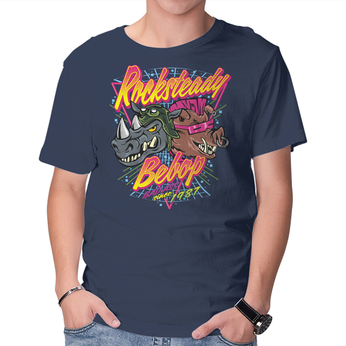 Double Trouble Mutant Graphic T-Shirt in navy, product display