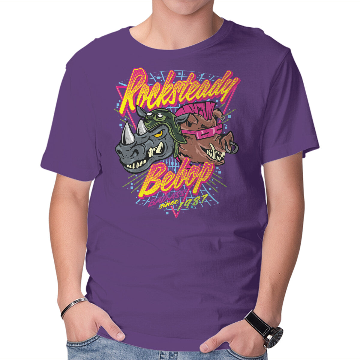 Double Trouble Mutant Graphic T-Shirt in purple, product display