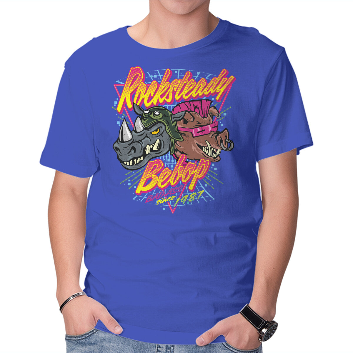 Double Trouble Mutant Graphic T-Shirt in royal blue, product display