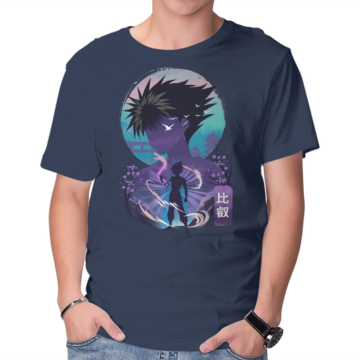 Dark Dragon – Anime Graphic T-Shirt in navy, product display