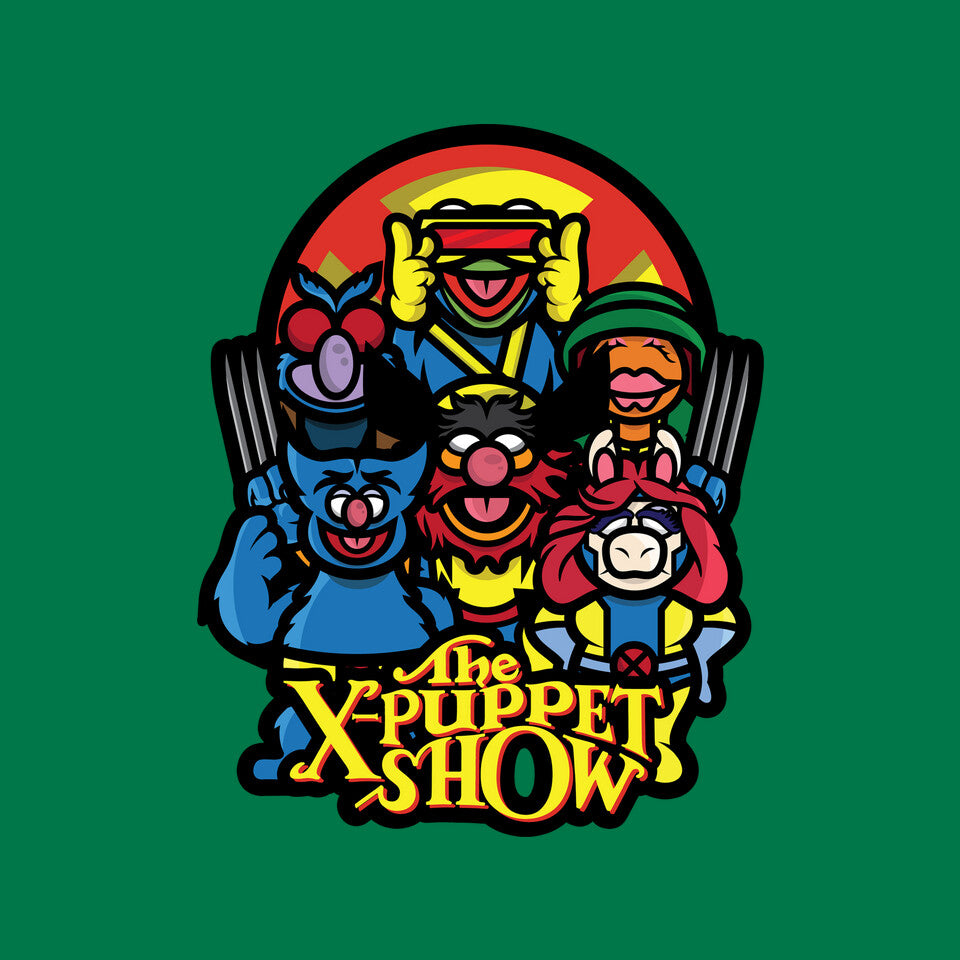 The X-Puppet Show – Movie Graphic T-Shirt design artwork for green graphic T-shirt