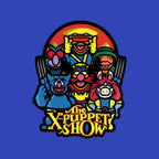 The X-Puppet Show – Movie Graphic T-Shirt design artwork for royal blue graphic T-shirt