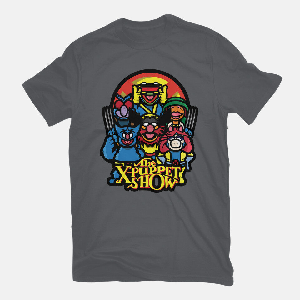 The X-Puppet Show – Movie Graphic T-Shirt in charcoal, flat-lay product view