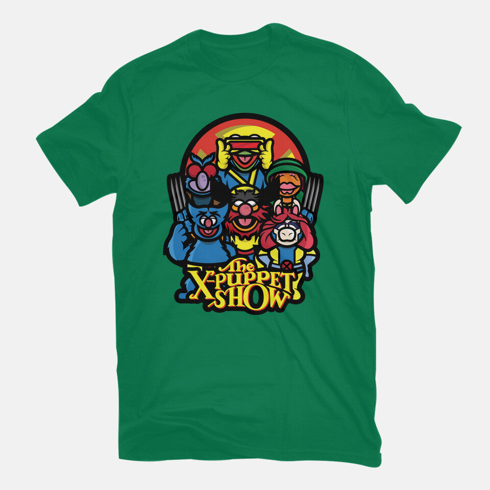 The X-Puppet Show – Movie Graphic T-Shirt in green, flat-lay product view