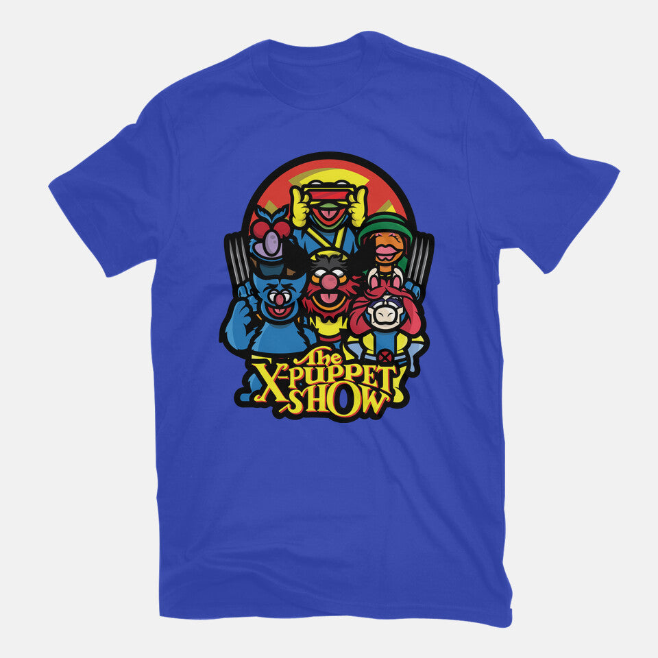 The X-Puppet Show – Movie Graphic T-Shirt in royal blue, flat-lay product view