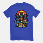 The X-Puppet Show – Movie Graphic T-Shirt in royal blue, flat-lay product view