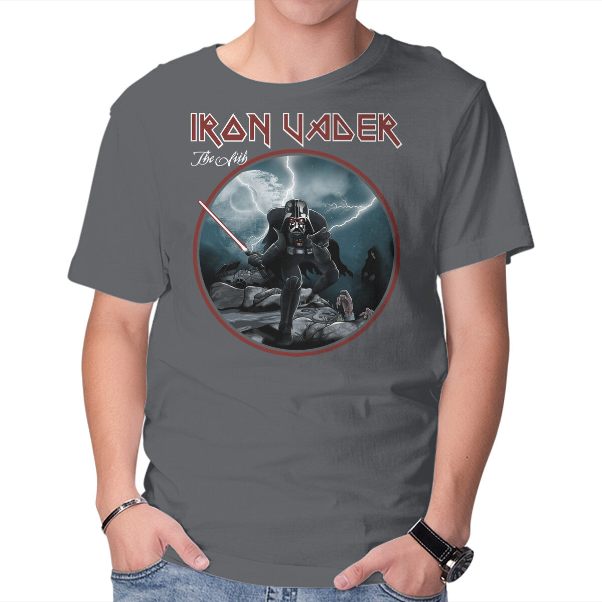 Iron Vader – Sci-Fi Graphic T-Shirt in charcoal, product display