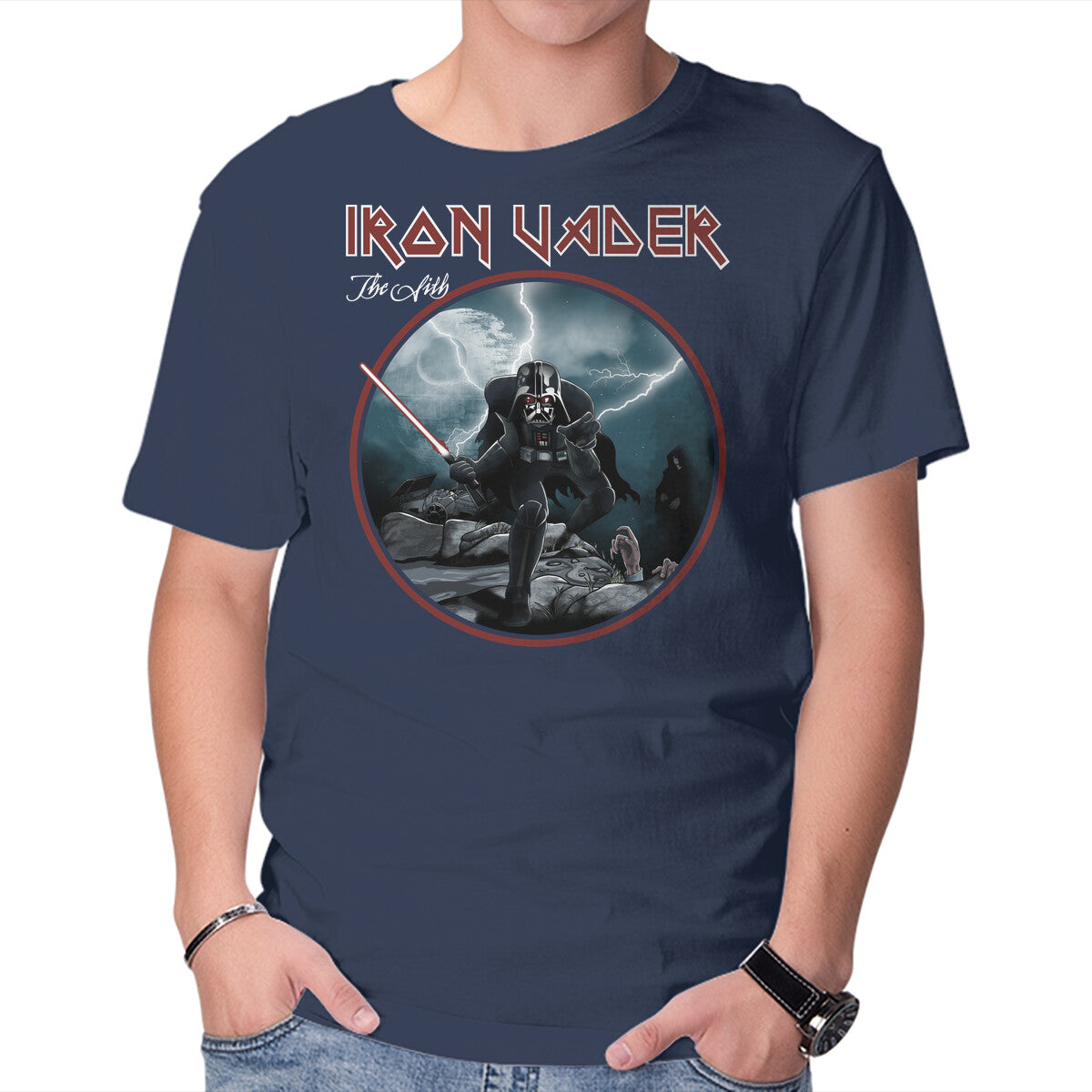 Iron Vader – Sci-Fi Graphic T-Shirt in navy, product display