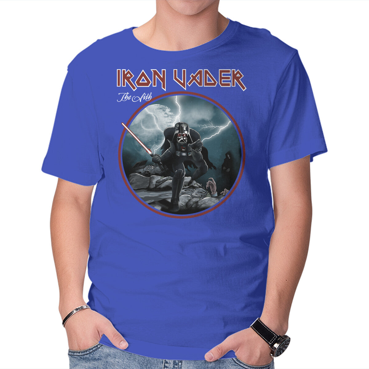 Iron Vader – Sci-Fi Graphic T-Shirt in royal blue, product display