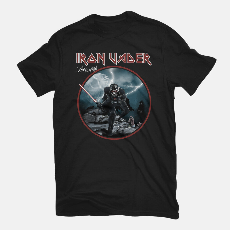 Iron Vader – Sci-Fi Graphic T-Shirt in black, flat-lay product view