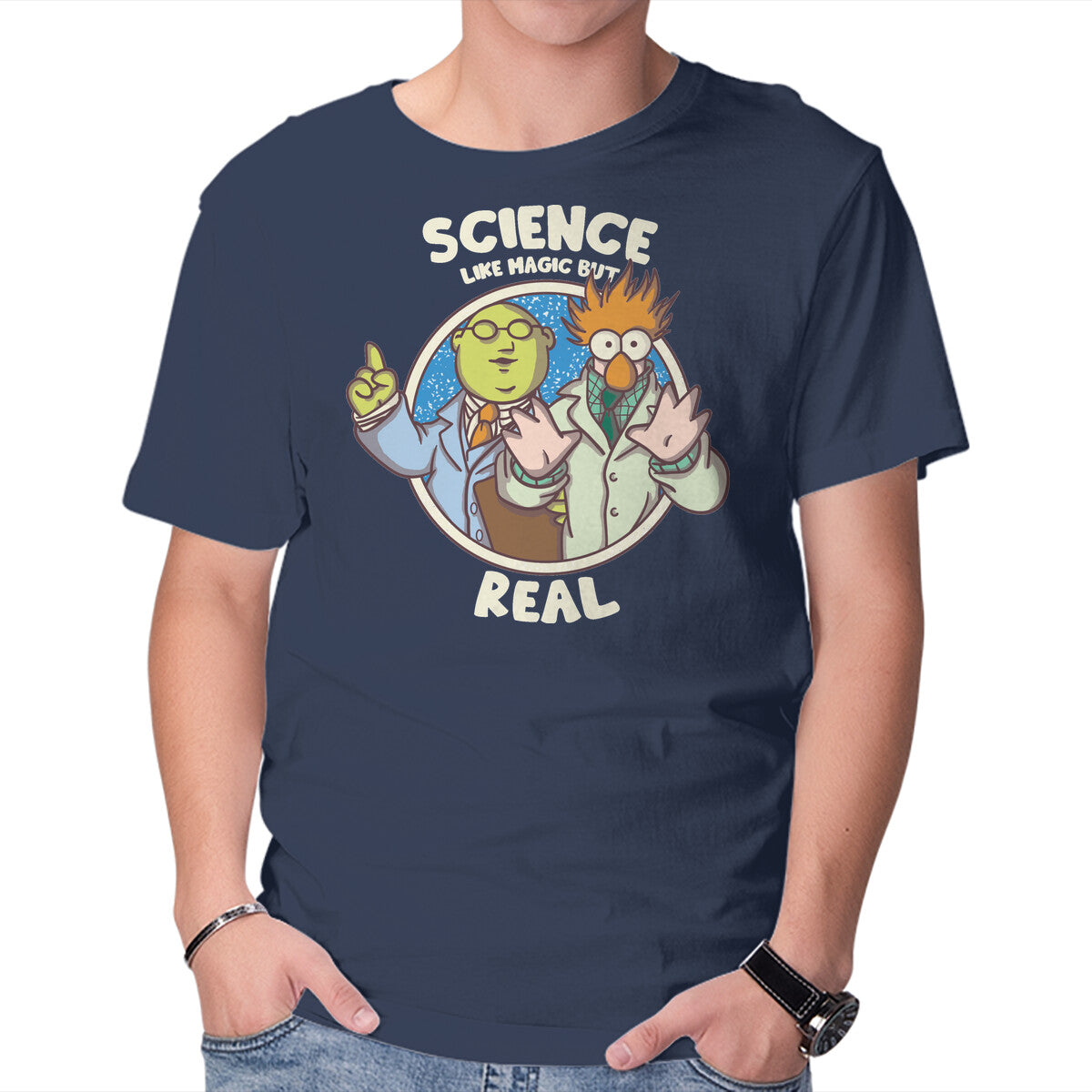 Science Like Magic – Movie Graphic T-Shirt in navy, product display