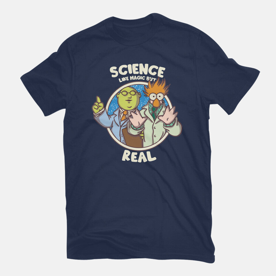 Science Like Magic – Movie Graphic T-Shirt in navy, flat-lay product view