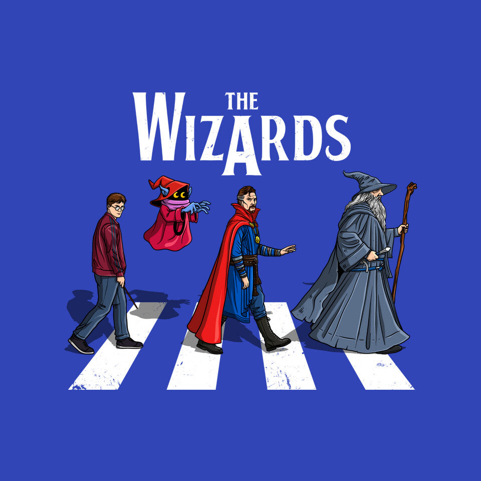 The Wizards Road – Fantasy Graphic T-Shirt design artwork for royal blue graphic T-shirt