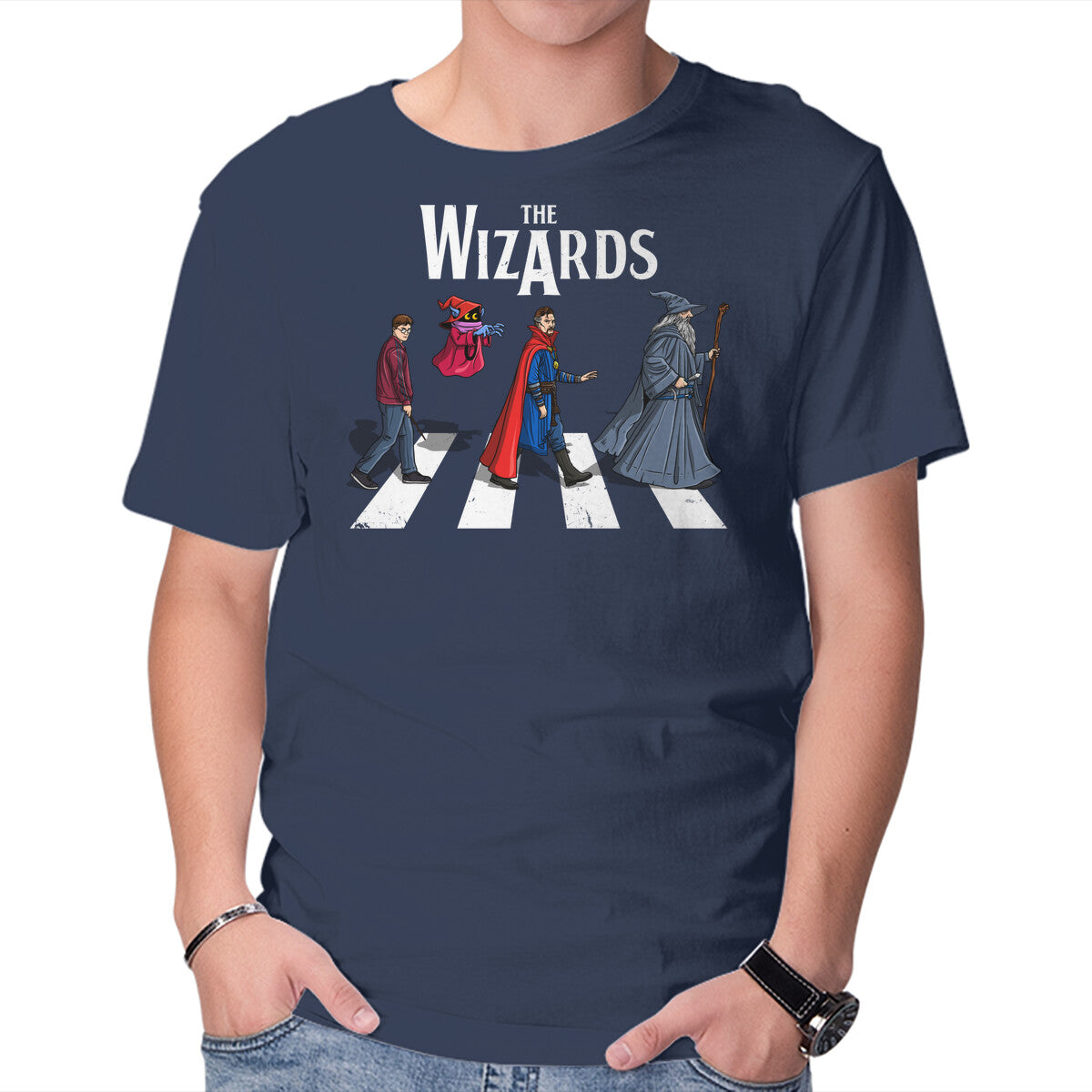 The Wizards Road – Fantasy Graphic T-Shirt in navy, product display