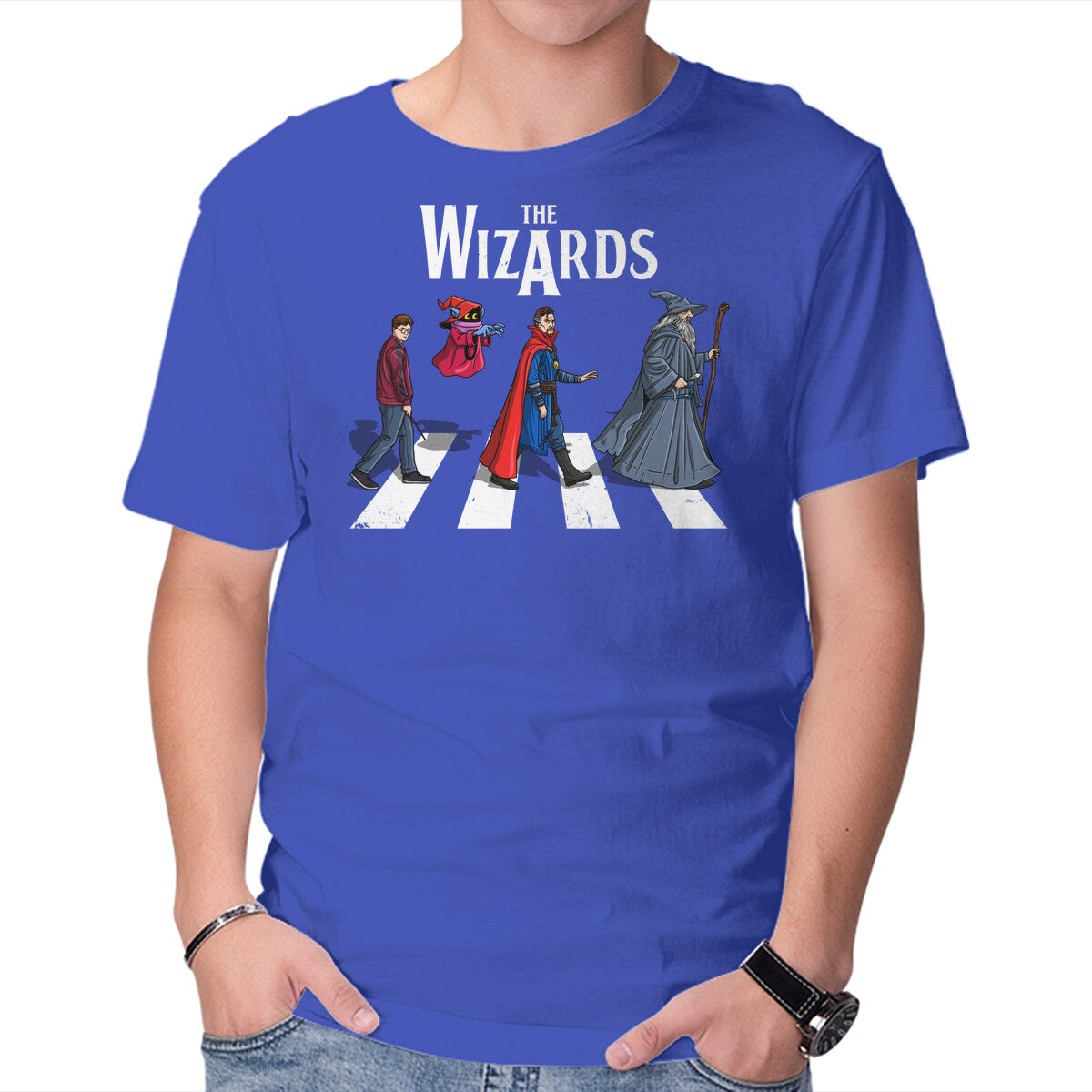 The Wizards Road – Fantasy Graphic T-Shirt in royal blue, product display