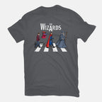 The Wizards Road – Fantasy Graphic T-Shirt in charcoal, flat-lay product view