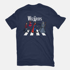 The Wizards Road – Fantasy Graphic T-Shirt in navy, flat-lay product view