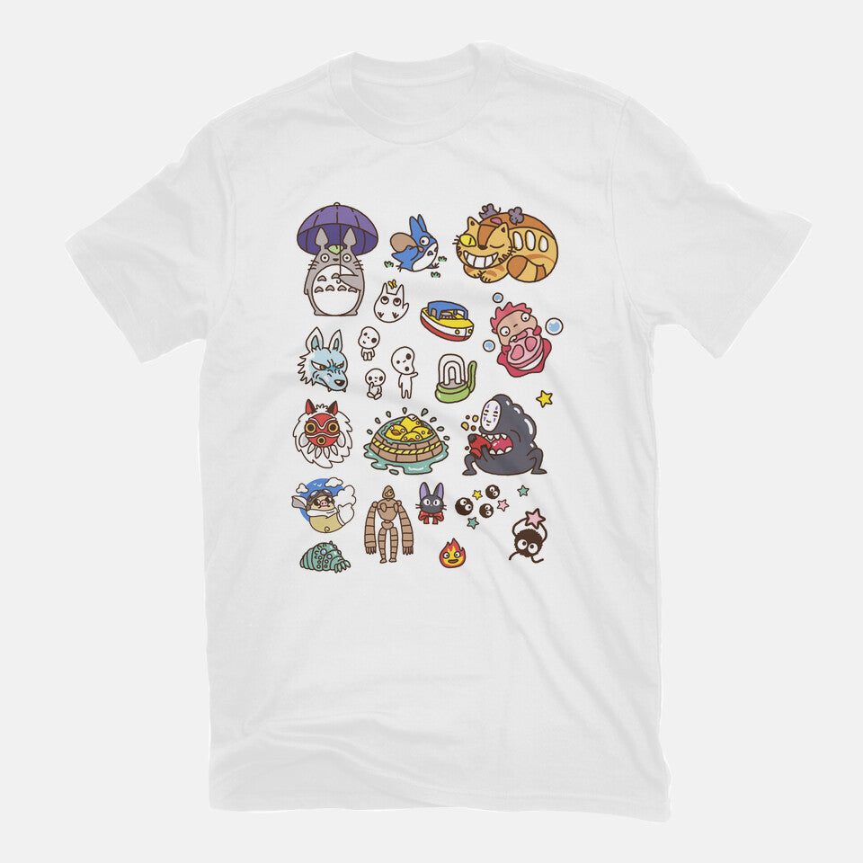 Ghibli Cuties – Anime Graphic T-Shirt in white, flat-lay product view