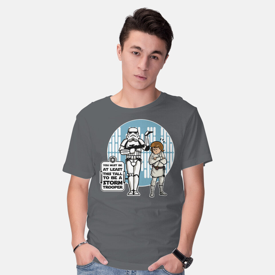 Model wearing charcoal This Tall – Sci-Fi Graphic T-Shirt