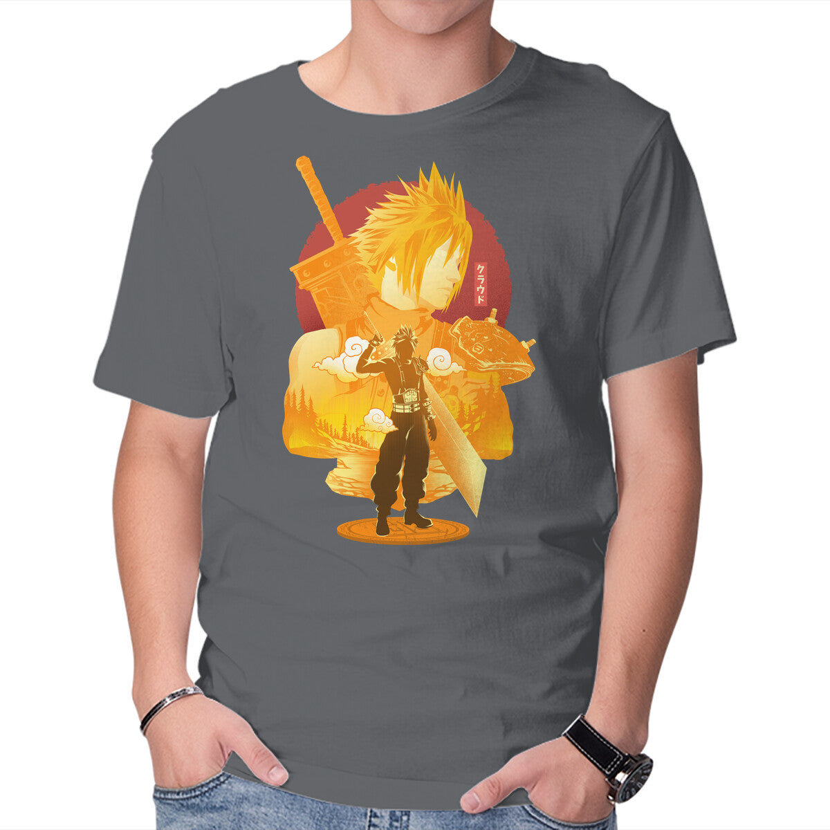 Omnislash Soldier – Gaming Graphic T-Shirt in charcoal, product display
