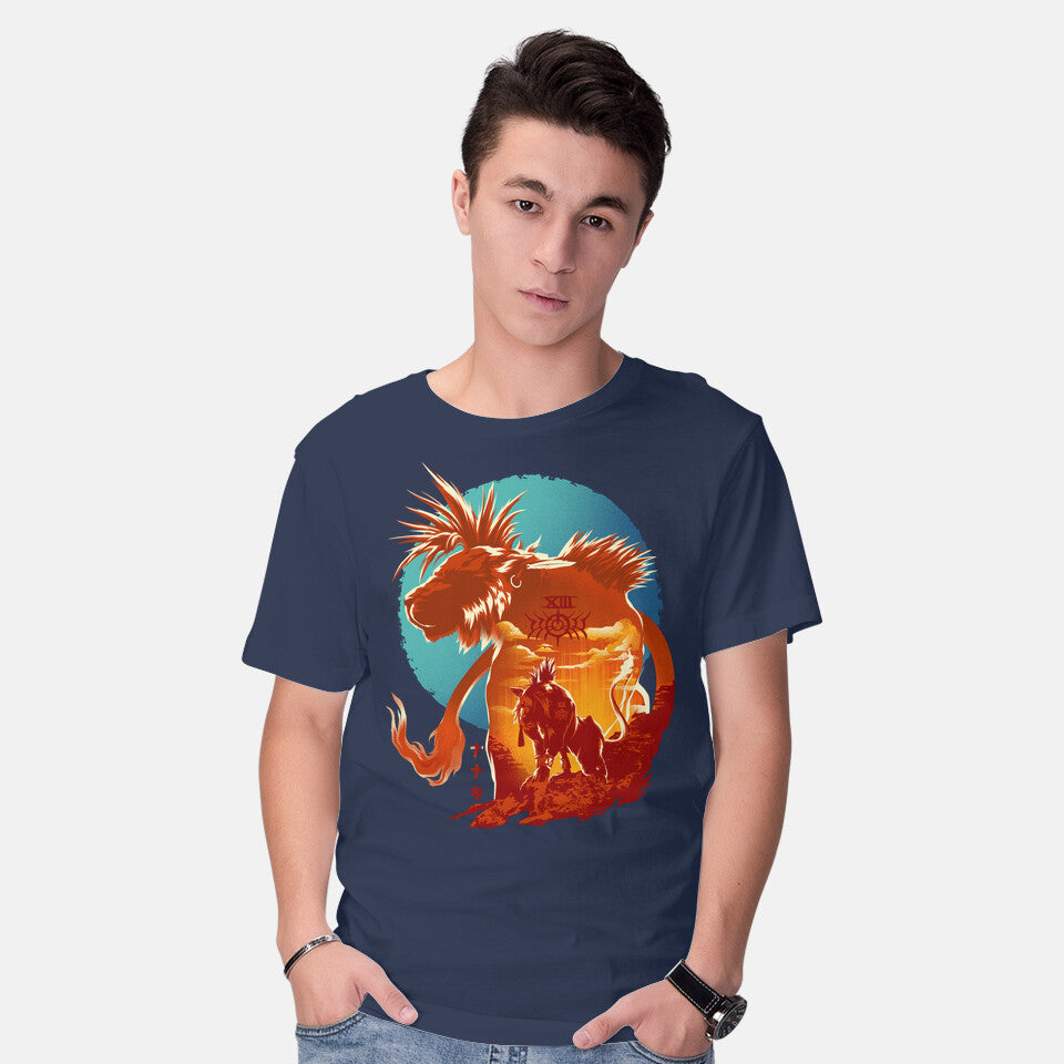 Model wearing navy Midnight XIII – Dog Graphic T-Shirt