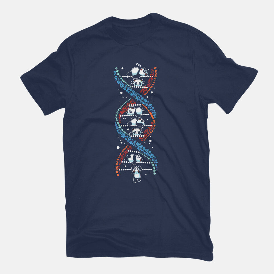 Panda's DNA – Animal Graphic T-Shirt in navy, flat-lay product view