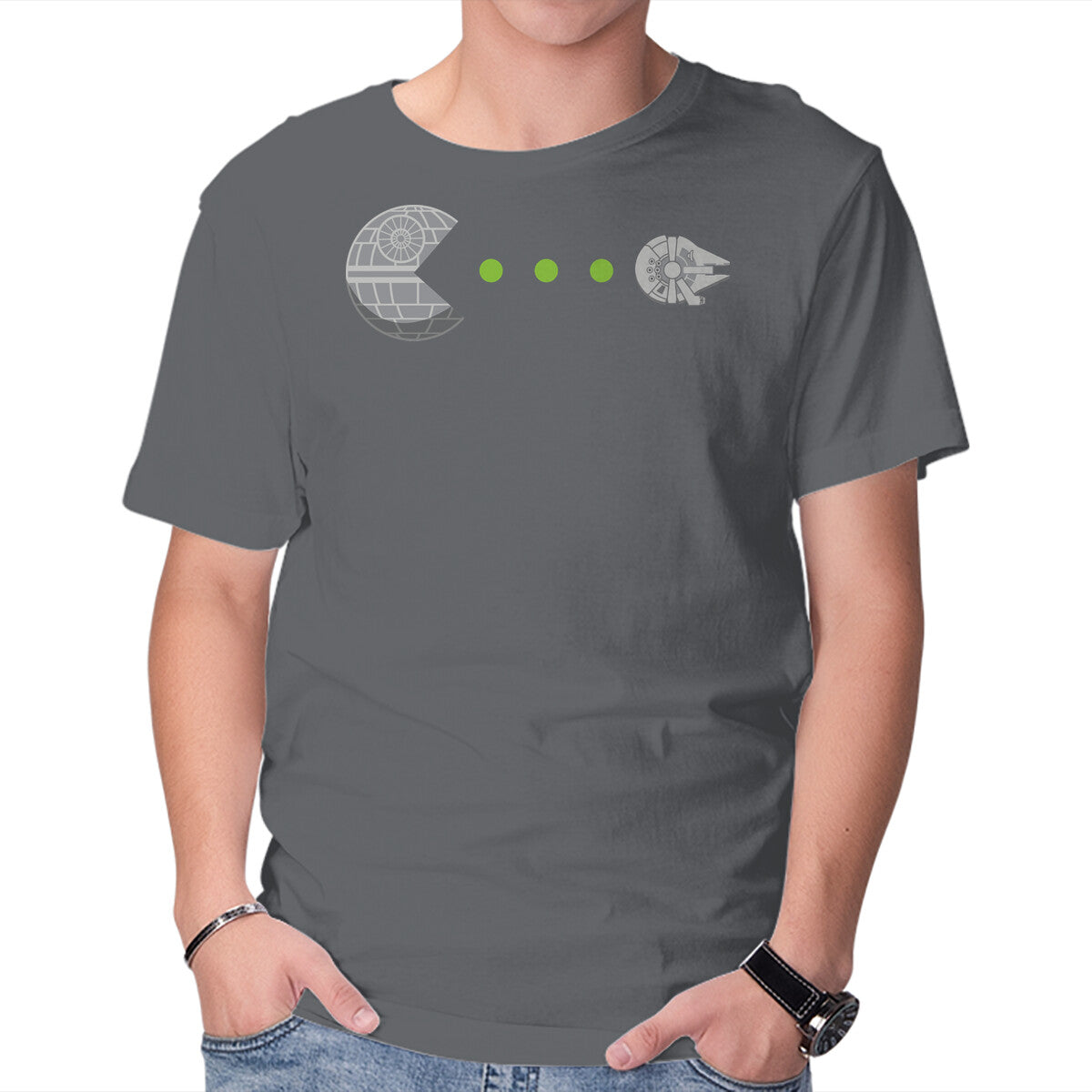 Death Pac – Gaming Graphic T-Shirt in charcoal, product display
