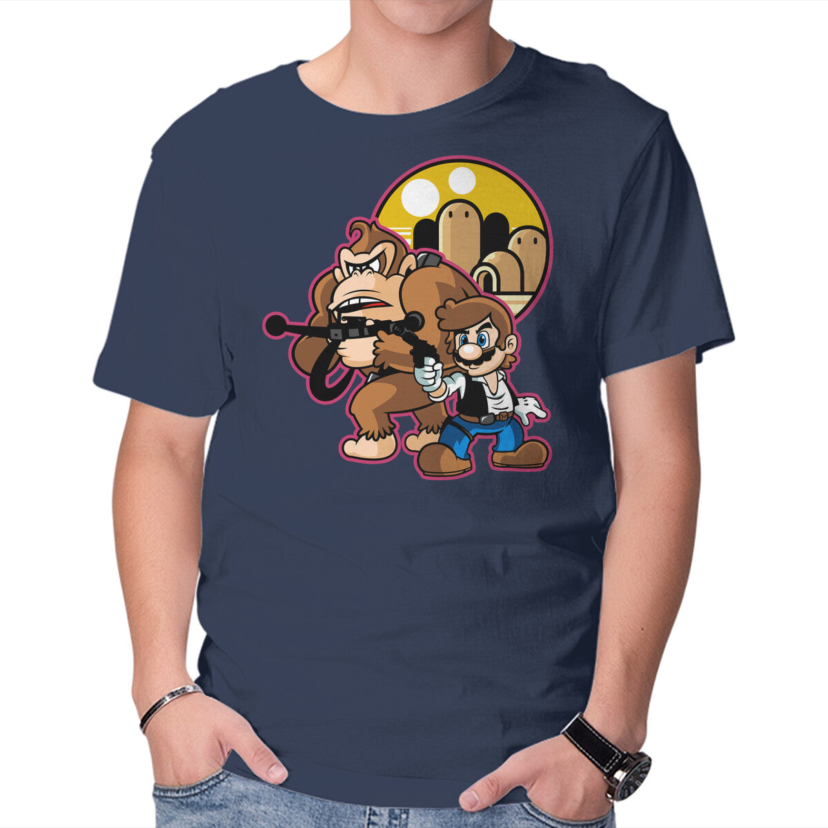 Plumber Solo – Gaming Graphic T-Shirt in navy, product display